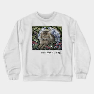 Cat Forest Spirit -The Forest is Calling - Black Outlined Version Crewneck Sweatshirt